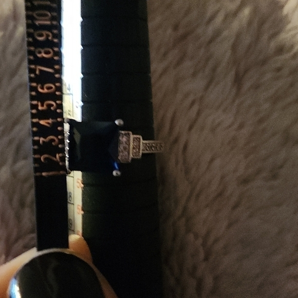 Princess Cut 925 Blue Sapphire Solitaire Ring - Picture 11 of 11